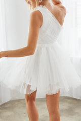 A-shaped one shoulder sheer short Homecoming Dresses A-shaped one shoulder sheer short Homecoming Dresses