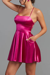 Thread Spoon Satin Simple Dress Homecoming Dresses Thread Spoon Satin Simple Dress Homecoming Dresses
