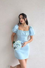 Sheath/Column Square Short Sleeve Short Homecoming Dress Sheath/Column Square Short Sleeve Short Homecoming Dress