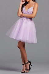 A-line V-neck lace sticker cute short Homecoming dress A-line V-neck lace sticker cute short Homecoming dress