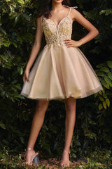 A-line V-neck lace sticker cute Homecoming Dresses A-line V-neck lace sticker cute Homecoming Dresses