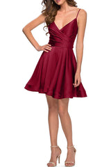 A-line V-neck pleated short Homecoming Dresses A-line V-neck pleated short Homecoming Dresses