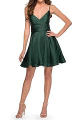 A-line V-neck pleated short Homecoming Dresses A-line V-neck pleated short Homecoming Dresses
