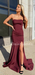 Sexy Straight Side Slit Satin Mermaid Long Prom Dresses Evening Dresses.DB10547 Sexy Straight Side Slit Satin Mermaid Long Prom Dresses Evening Dresses.DB10547