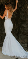 Mermaid Sexy V-neck Lace Open Back Wedding Dresses,DB10257 Mermaid Sexy V-neck Lace Open Back Wedding Dresses,DB10257
