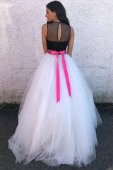 Colored A-line/Princess Illusion Tulle & Satin Sleeveless Prom Dresses Colored A-line/Princess Illusion Tulle & Satin Sleeveless Prom Dresses