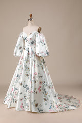 Ball-Gown/Princess A Line Sweetheart Court Train Wedding Dress with Slit Prom Dresses