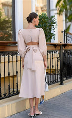 Sheath Long Sleeve Open back Bridesmaid Dress Formal Dresses for Wedding Guest Cocktail Dress Mother of the Bride Dresses