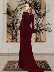 Mother of the Bride Dress Elegant Chiffon Lace Tulle Long Sleeve with Appliques