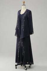 Two Piece Sparkly Beaded Mother of the Bride Dress