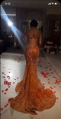 Mermaid Orange Prom Dresses Sleeveless 17th Birthday Outfits P394