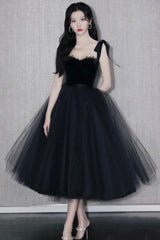 Black Tulle Short Prom Dresses, A-Line Homecoming Party Dresses