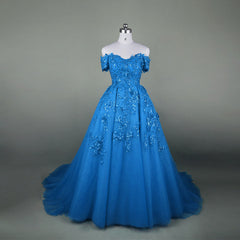 Gorgeous Sequin Lace Sweetheart Off The Shoulder Tulle Evening Gowns