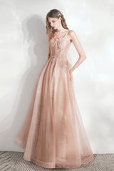 Cute Tulle Long Prom Dresses, Lovely A-Line Evening Graduation Dresses