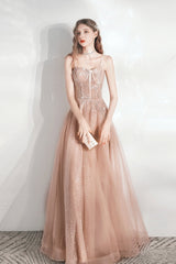 Cute Tulle Long Prom Dresses, Lovely A-Line Evening Graduation Dresses