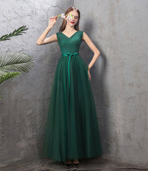 Green Tulle Long Prom Dresses, A-Line Evening Dresses