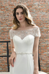 Princess Short Sleeves Mermaid Ivory Wedding Dress