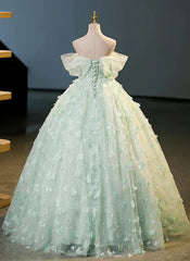 Light Green Lace Sweetheart Long Formal Dress Prom Dress Off Shoulder A Line Floor Length Beautiful