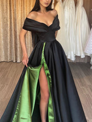A-Line/Princess Off-The-Shoulder Floor-Length Prom Dresses Sexy