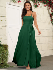 Beautiful chiffon thin shoulder strap and floor length bridesmaid dress