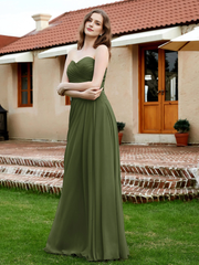 Strapless sweetheart collar chiffon bridesmaid dress