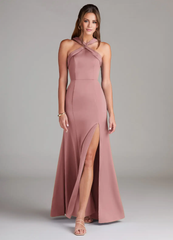 A-line pleated satin bridesmaid dress - Jimiss Dress