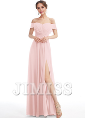 Ruffled A-line Floor-length Chiffon Bridesmaids Dress