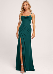Ruffled trumpet mermaid hooded floor-length chiffon prom dress