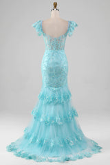Mermaid / Trumpet Prom Dresses Corsets Dress Evening Party Court Train Sleeveless Off Shoulder Tulle with Sequin