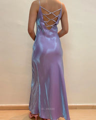 Sheath Spaghetti Straps Lavender Long formal dresses Bridesmaid Dresses evening gown Prom Dress