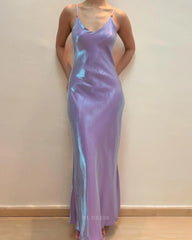 Sheath Spaghetti Straps Lavender Long formal dresses Bridesmaid Dresses evening gown Prom Dress