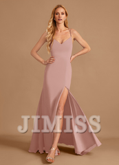 Horn/Tail V-neck and Ground Chiffon Bridesmaid Dress