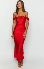 Jimiss off shoulder minimalist sleeveless backless satin long Prom dress