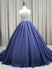 Gorgeous Blue Ball Gown Sweet 16 Party Dress Handmade Formal Gown Off Shoulder Prom Dress