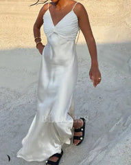 Mermaid Spaghetti Straps Long formal dresses Bridesmaid Dresses evening gown Prom Dress