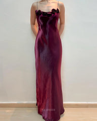 Sheath Spaghetti Straps Burgundy Vintage formal dresses Bridesmaid Dresses evening gown Prom Dress