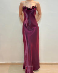 Sheath Spaghetti Straps Burgundy Vintage formal dresses Bridesmaid Dresses evening gown Prom Dress