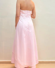 Sheath Strapless Light Pink Vintage formal dresses Bridesmaid Dresses evening gown Prom Dress