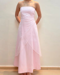 Sheath Strapless Light Pink Vintage formal dresses Bridesmaid Dresses evening gown Prom Dress