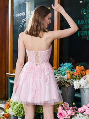 Sweetheart strapless decal strap A-line mini Homecoming dress