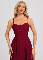 A-line sweetheart pleated floor-length chiffon prom dress