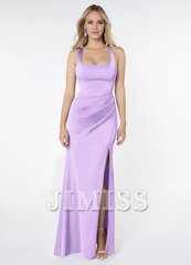 Square Neck Sleeveless Side Split and Floor length Bridesmaid Dress - Jimiss Dress
