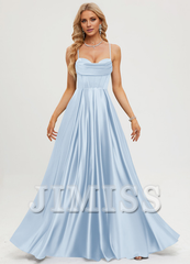 A-line sweetheart floor length satin prom dress