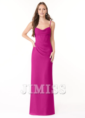 Sheath pleated chiffon and floor length bridesmaid dress - Jimiss Dress