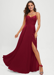 A-line sweetheart floor-length chiffon prom dress