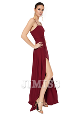 Split neckline evening gown and graduation gown formal evening gown