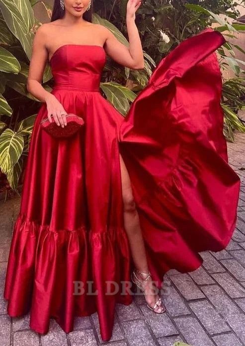 A-line Simple Strapless formal dresses Bridesmaid Dresses evening gown Prom Dress