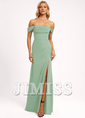 Ruffled A-line Floor-length Chiffon Bridesmaids Dress