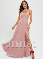 A-line sweetheart floor-length chiffon prom dress