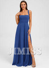 Bow A-line floor-length chiffon prom dress